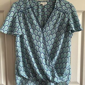 Max studio Blue, Teal, and White Women's Blouse Size medium